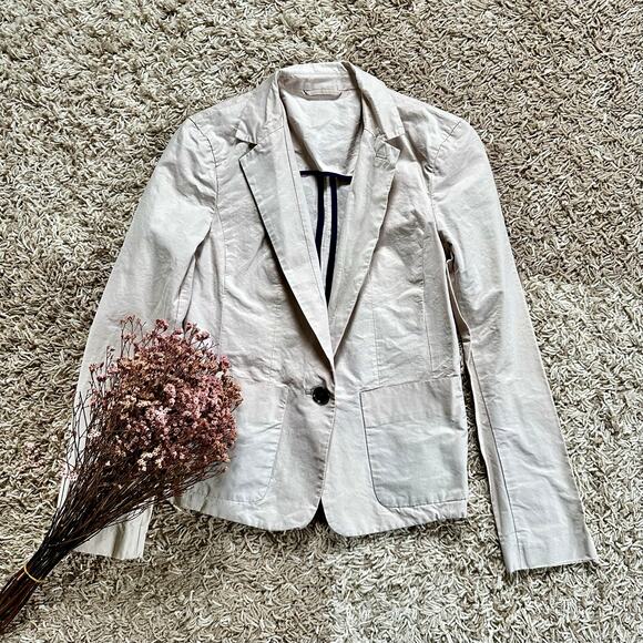 Armani Exchange Cream Single Button Casual Blazer Jacket Women’s Size 2 - Picture 1 of 8